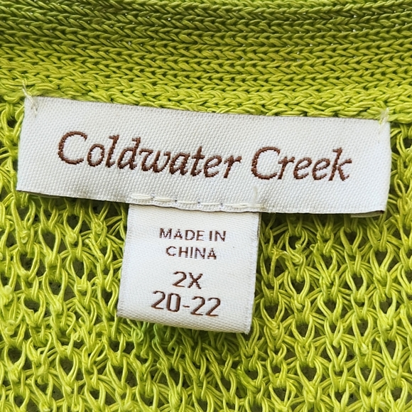 COLDWATER CREEK Women's Sweater Vest Size 2X Green Linen Chunky Knit - Picture 2 of 10
